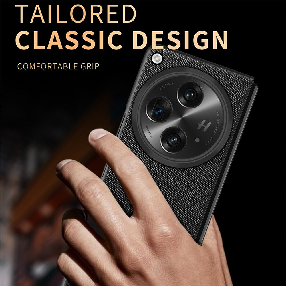 For Oppo Find N3 5G / OnePlus Open Case Cross Texture Rubberized PU Leather+ PC Smart Phone Cover