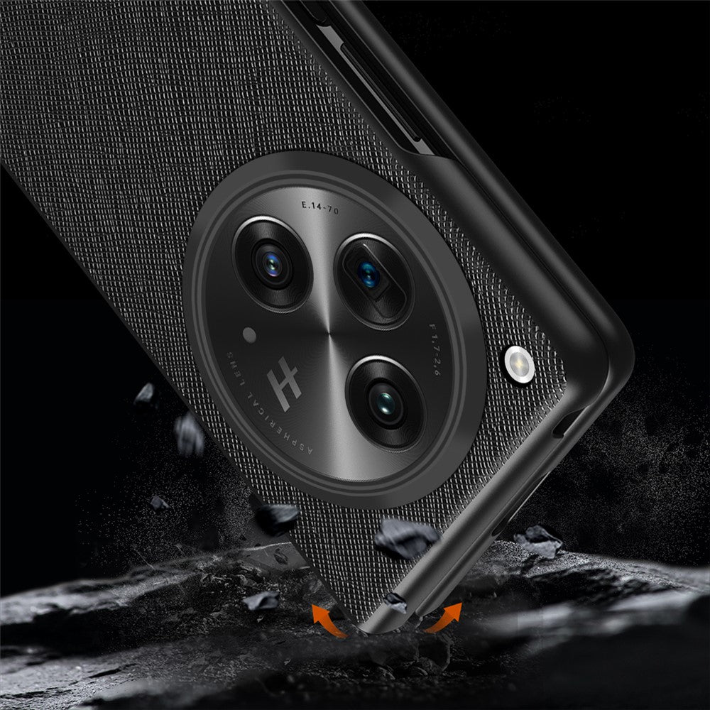 For Oppo Find N3 5G / OnePlus Open Case Cross Texture Rubberized PU Leather+ PC Smart Phone Cover