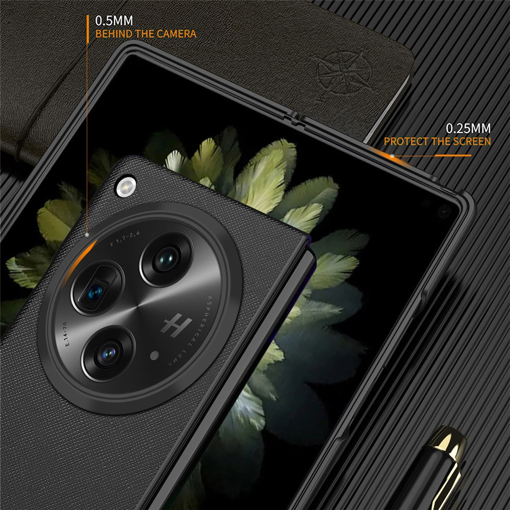 For Oppo Find N3 5G / OnePlus Open Case Cross Texture Rubberized PU Leather+ PC Smart Phone Cover