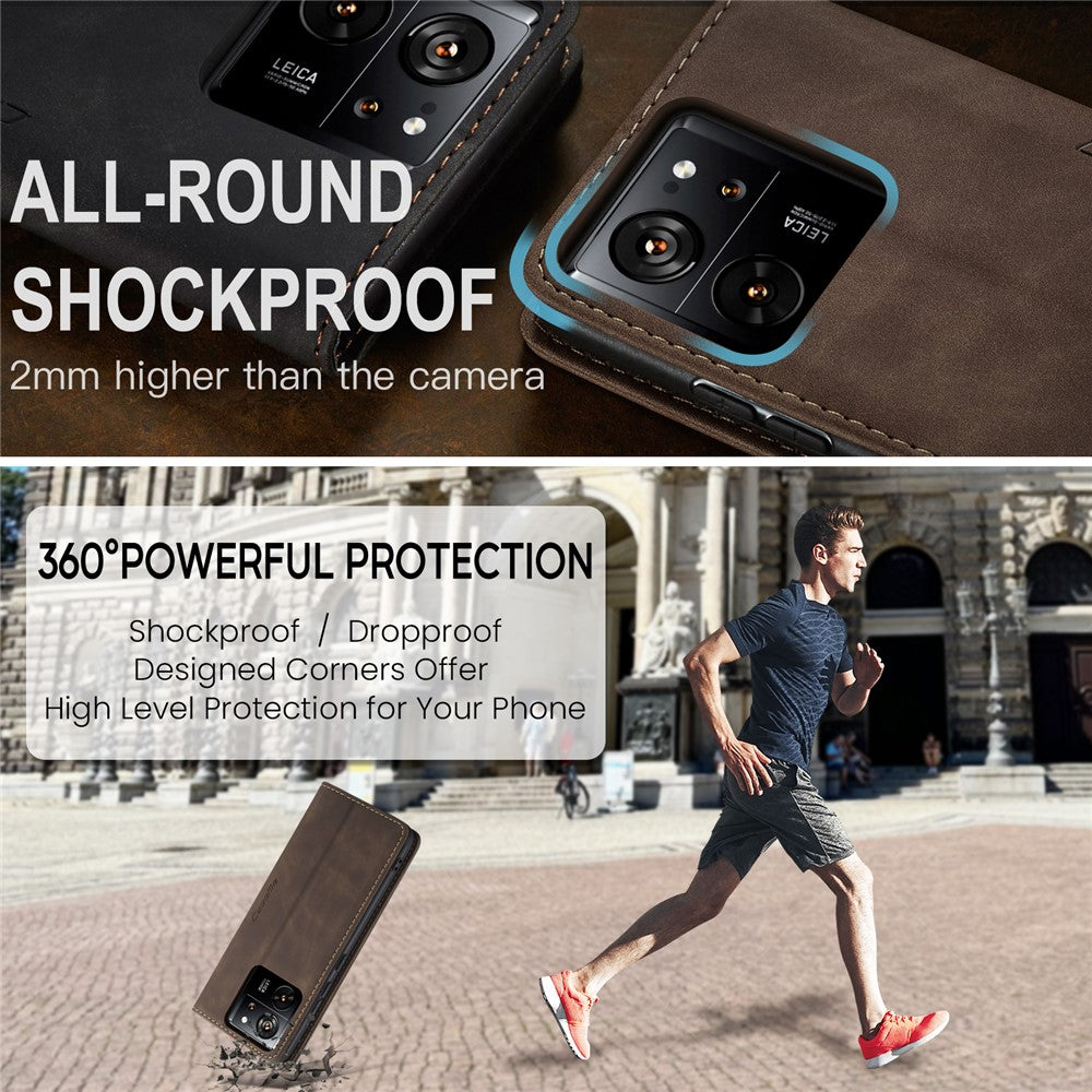CASEME 013-serien PU-lædercover til Xiaomi 13T / 13T Pro / Redmi K60 Ultra, folio-etui med stativfunktion, mobilcover