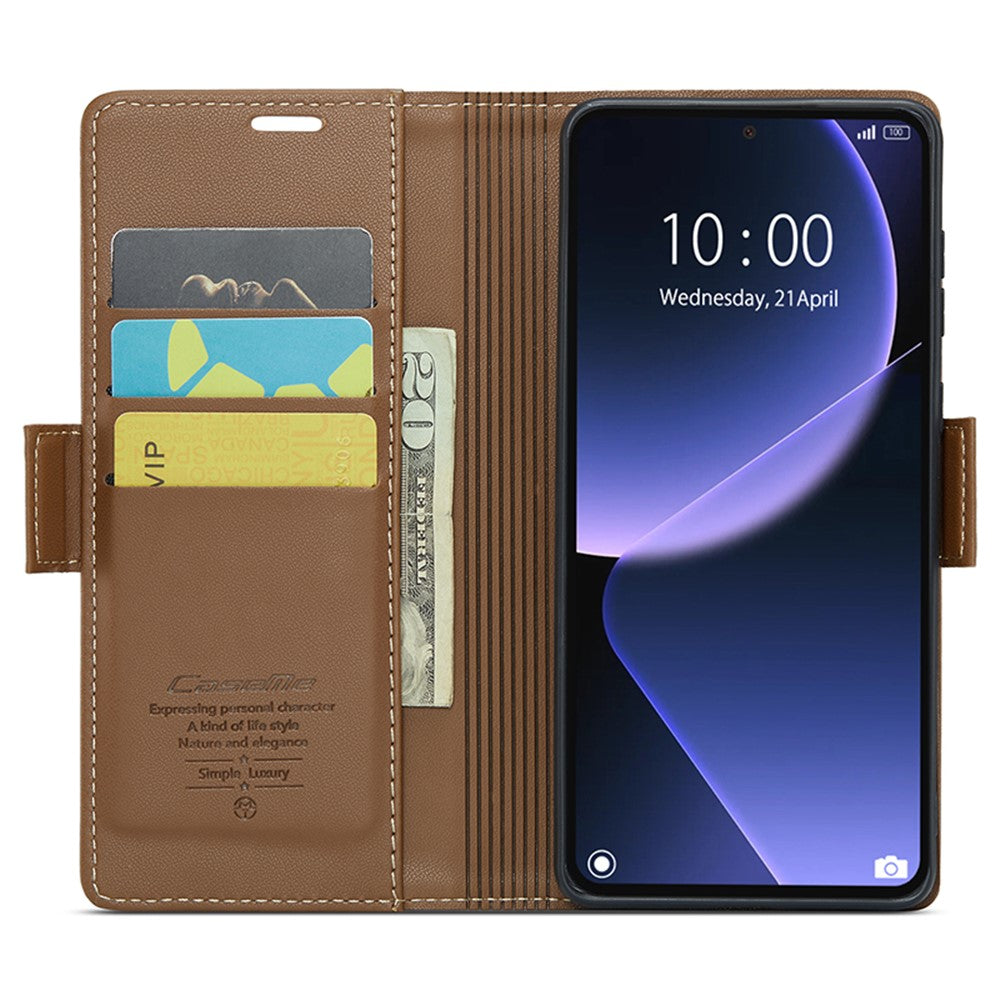 Læderetui til Xiaomi 13T / 13T Pro / Redmi K60 Ultra, CASEME 023 RFID-blokerende mobilcover med 3 kortpladser