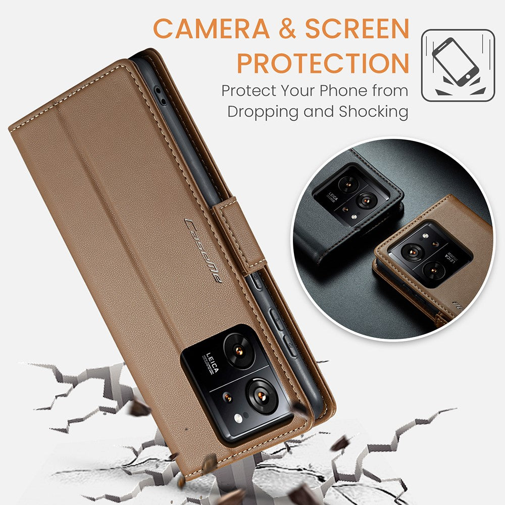 Læderetui til Xiaomi 13T / 13T Pro / Redmi K60 Ultra, CASEME 023 RFID-blokerende mobilcover med 3 kortpladser