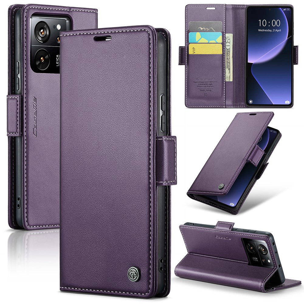Læderetui til Xiaomi 13T / 13T Pro / Redmi K60 Ultra, CASEME 023 RFID-blokerende mobilcover med 3 kortpladser