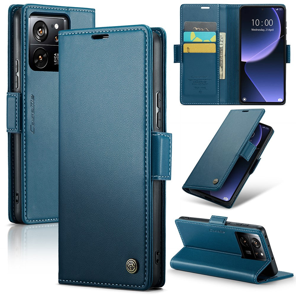 Læderetui til Xiaomi 13T / 13T Pro / Redmi K60 Ultra, CASEME 023 RFID-blokerende mobilcover med 3 kortpladser