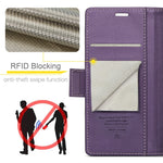 Läderfodral för Samsung Galaxy S23 FE CASEME 023 RFID-blockerande mobilskal med 3 kortplatser