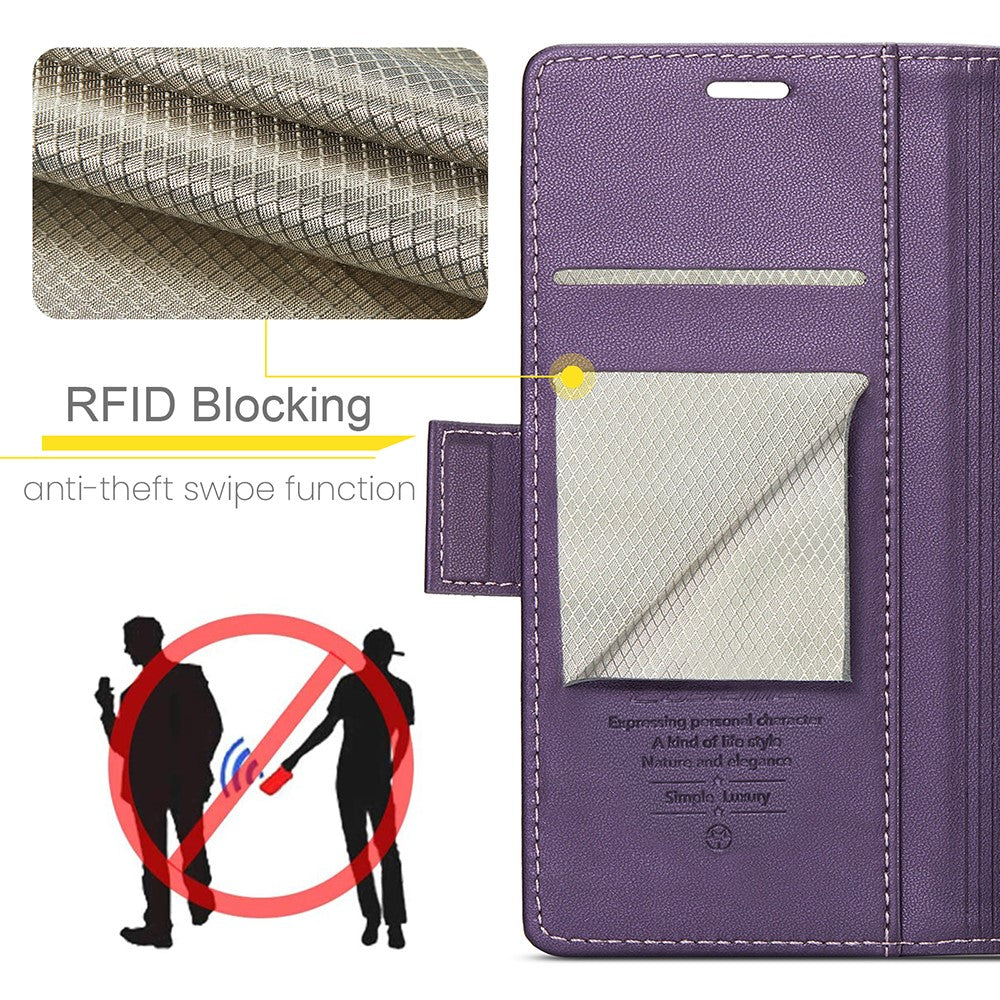 Läderfodral för Samsung Galaxy S23 FE CASEME 023 RFID-blockerande mobilskal med 3 kortplatser