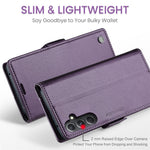 Läderfodral för Samsung Galaxy S23 FE CASEME 023 RFID-blockerande mobilskal med 3 kortplatser
