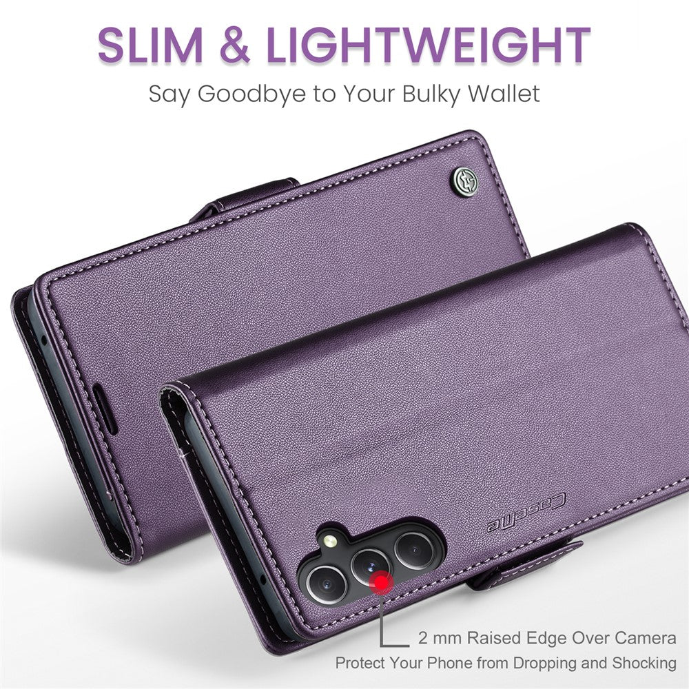 Läderfodral för Samsung Galaxy S23 FE CASEME 023 RFID-blockerande mobilskal med 3 kortplatser