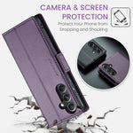 Läderfodral för Samsung Galaxy S23 FE CASEME 023 RFID-blockerande mobilskal med 3 kortplatser