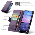 Läderfodral för Samsung Galaxy S23 FE CASEME 023 RFID-blockerande mobilskal med 3 kortplatser