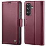 Läderfodral för Samsung Galaxy S23 FE CASEME 023 RFID-blockerande mobilskal med 3 kortplatser