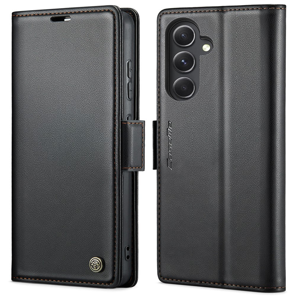Läderfodral för Samsung Galaxy S23 FE CASEME 023 RFID-blockerande mobilskal med 3 kortplatser