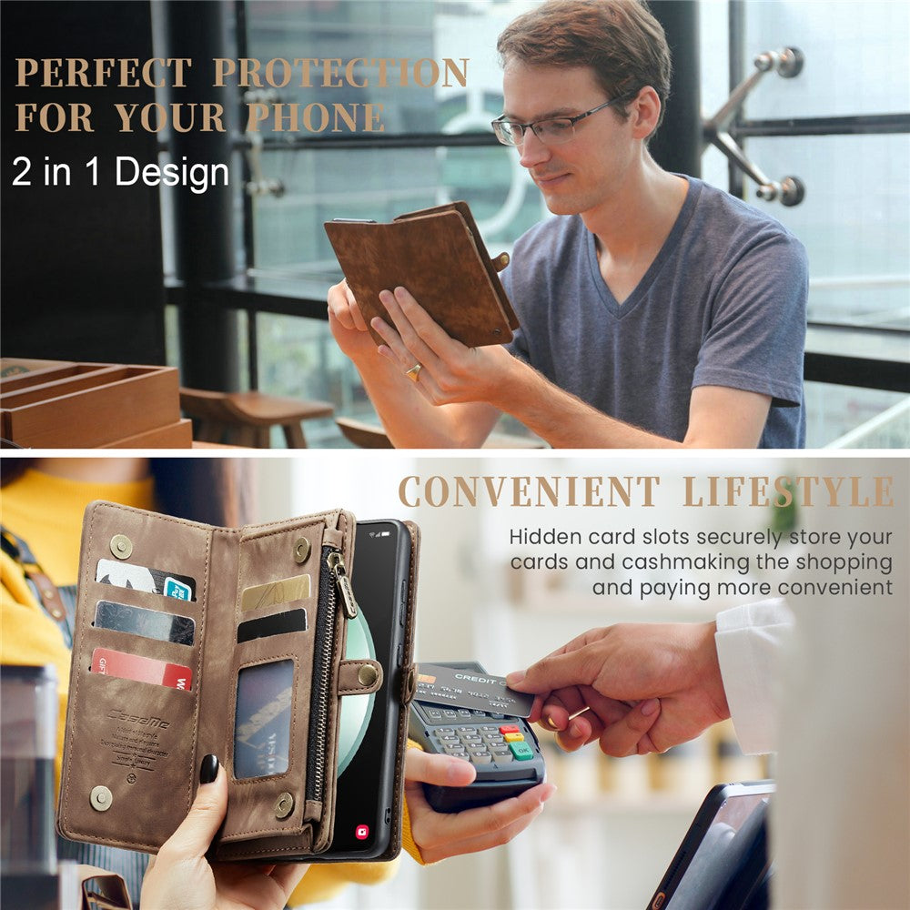 For Samsung Galaxy S23 FE Phone Cases CASEME 008 Leather Cover with Detachable Wallet and Strap