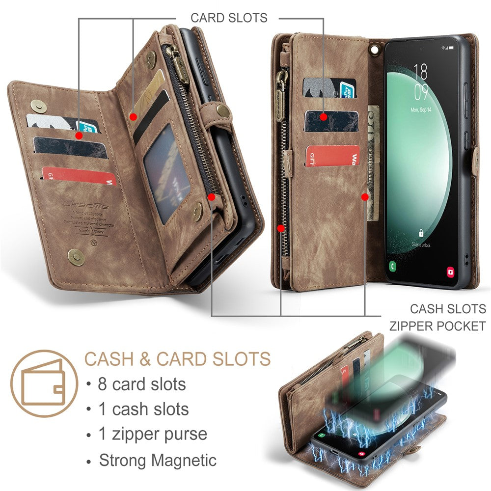 For Samsung Galaxy S23 FE Phone Cases CASEME 008 Leather Cover with Detachable Wallet and Strap