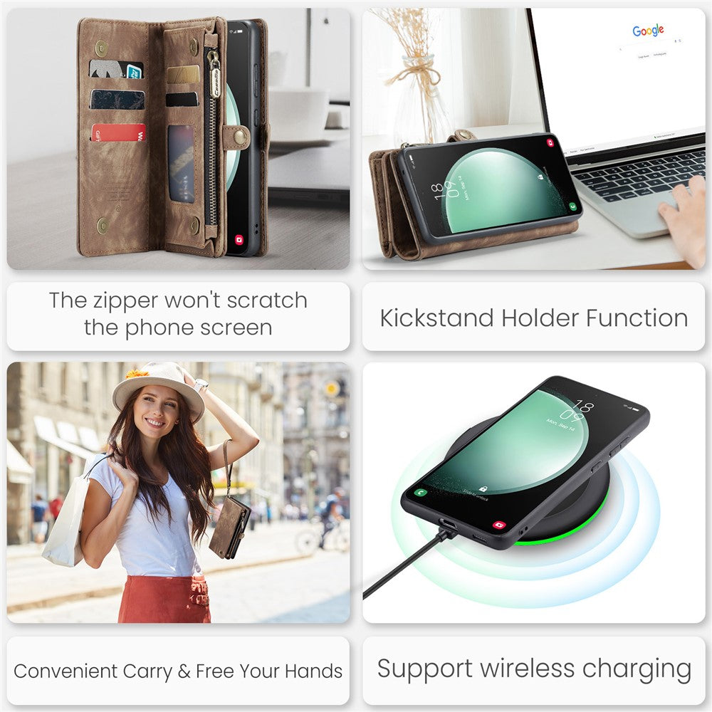 For Samsung Galaxy S23 FE Phone Cases CASEME 008 Leather Cover with Detachable Wallet and Strap