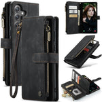 For Samsung Galaxy S23 FE Phone Cases with Strap CASEME C30 Zipper Multiple Card Holder PU Leather Cover