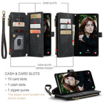 For Samsung Galaxy S23 FE Phone Cases with Strap CASEME C30 Zipper Multiple Card Holder PU Leather Cover