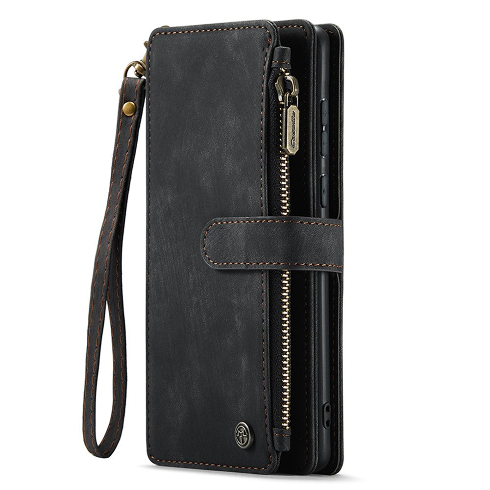 For Samsung Galaxy S23 FE Phone Cases with Strap CASEME C30 Zipper Multiple Card Holder PU Leather Cover