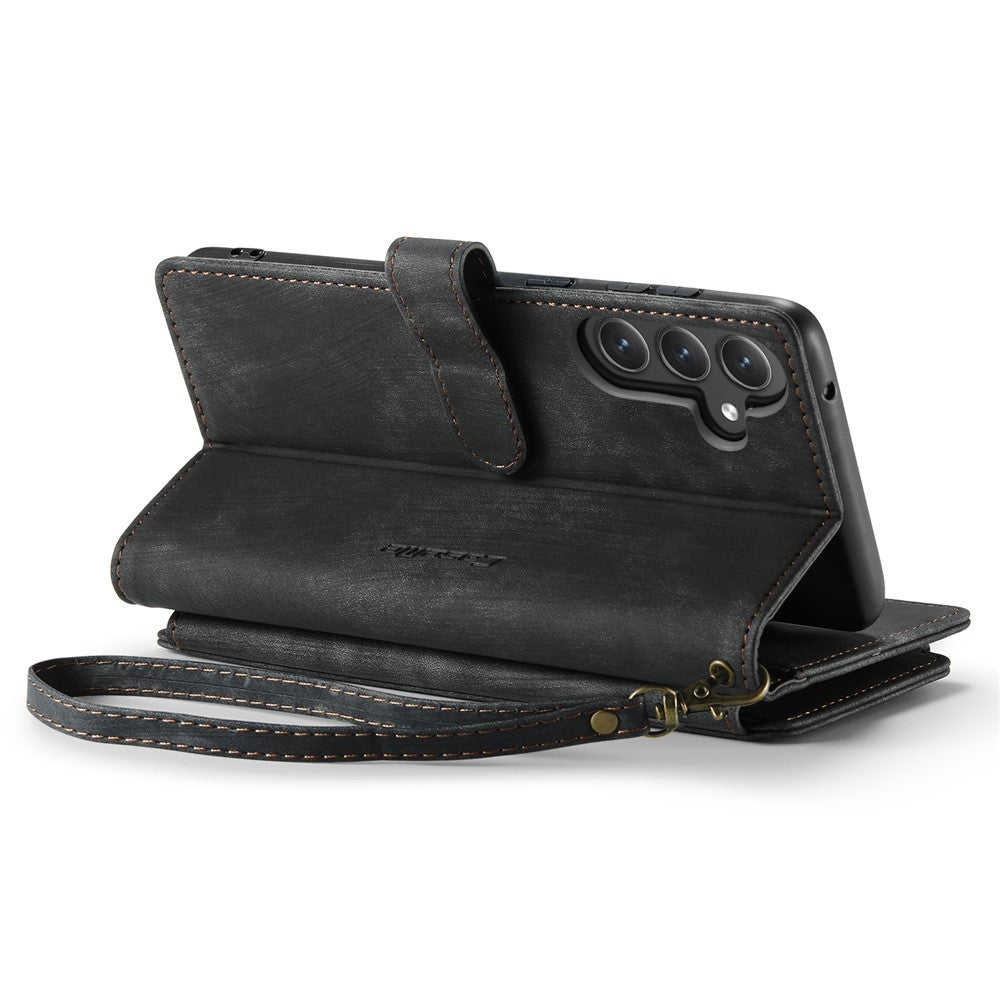 For Samsung Galaxy S23 FE Phone Cases with Strap CASEME C30 Zipper Multiple Card Holder PU Leather Cover