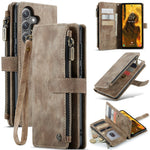 For Samsung Galaxy S23 FE Phone Cases with Strap CASEME C30 Zipper Multiple Card Holder PU Leather Cover