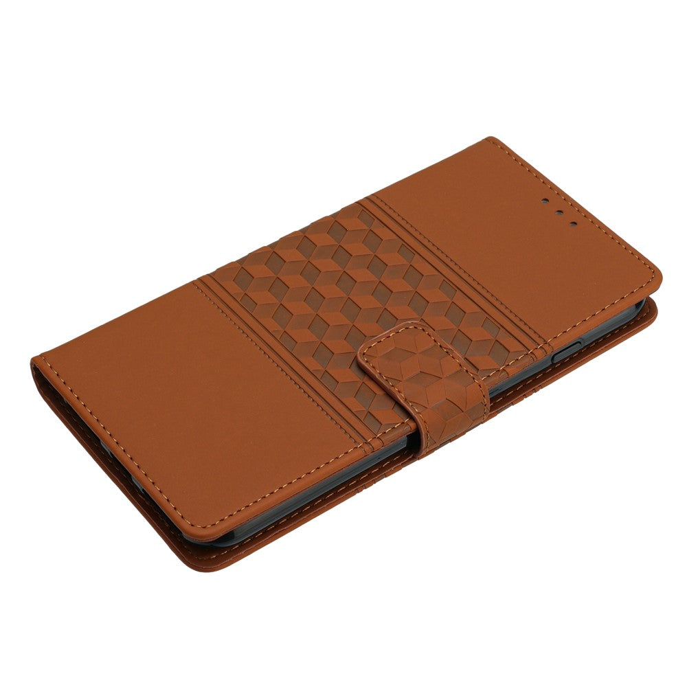 For Oppo A38 4G Case Imprinted Rhombus Leather Phone Wallet Cover