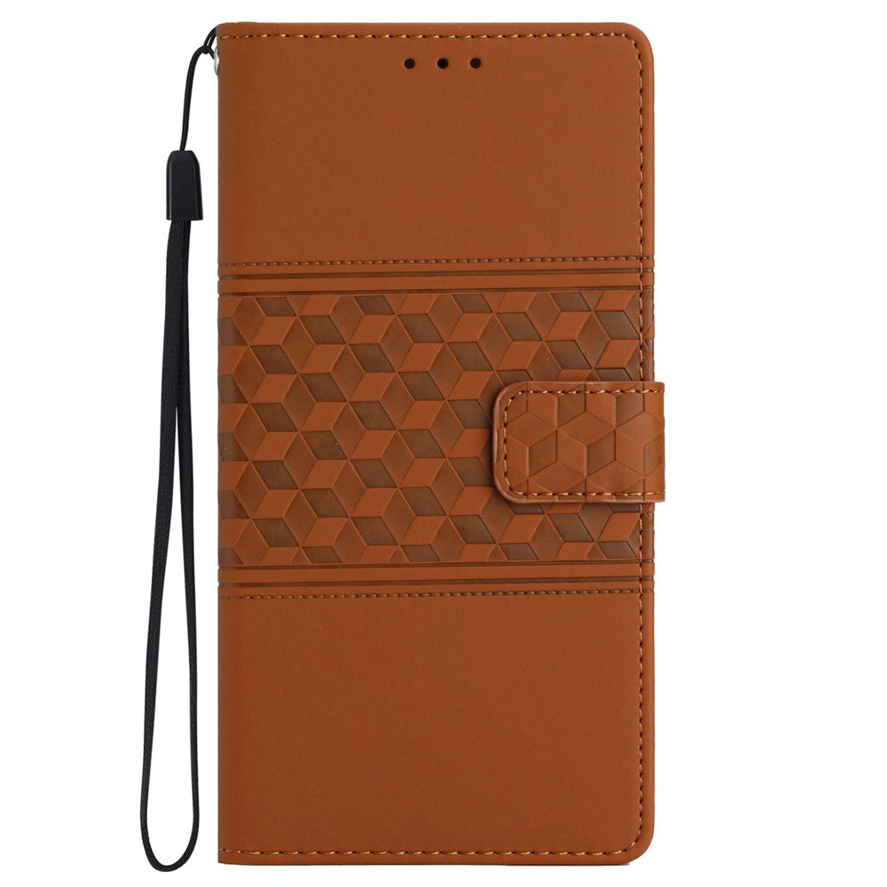 For Oppo A38 4G Case Imprinted Rhombus Leather Phone Wallet Cover
