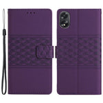 For Oppo A38 4G Case Imprinted Rhombus Leather Phone Wallet Cover