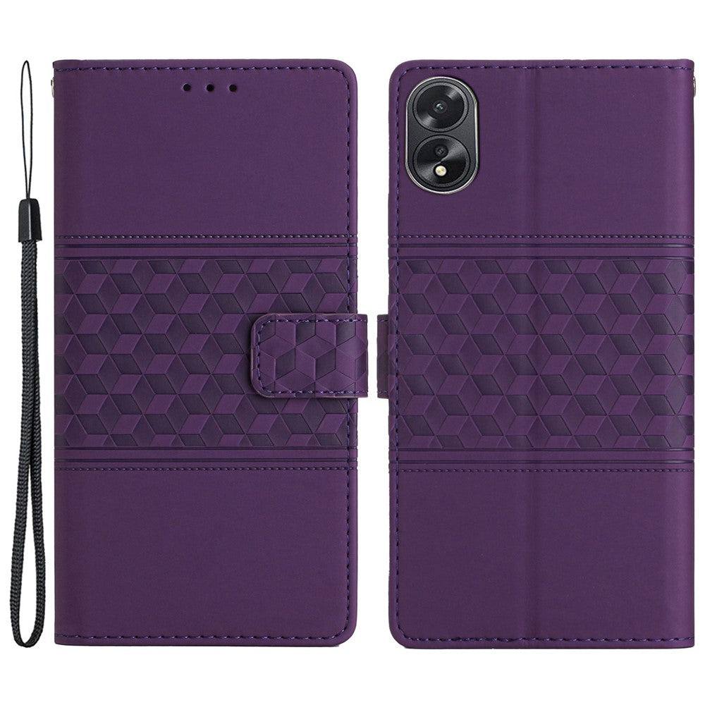 For Oppo A38 4G Case Imprinted Rhombus Leather Phone Wallet Cover