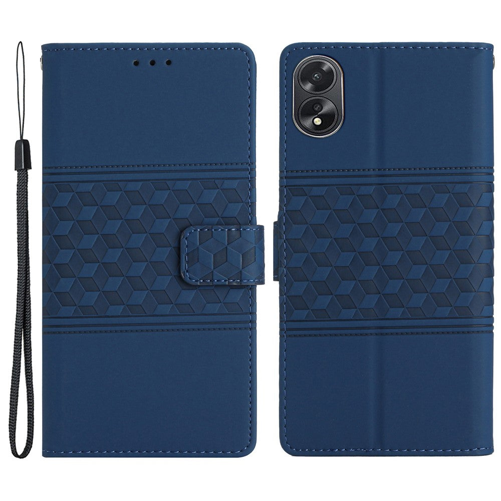 For Oppo A38 4G Case Imprinted Rhombus Leather Phone Wallet Cover