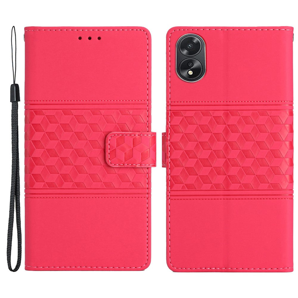 For Oppo A38 4G Case Imprinted Rhombus Leather Phone Wallet Cover