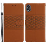 For Oppo A18 4G Case Imprinted Rhombus Mobile Phone Stand Wallet Cover
