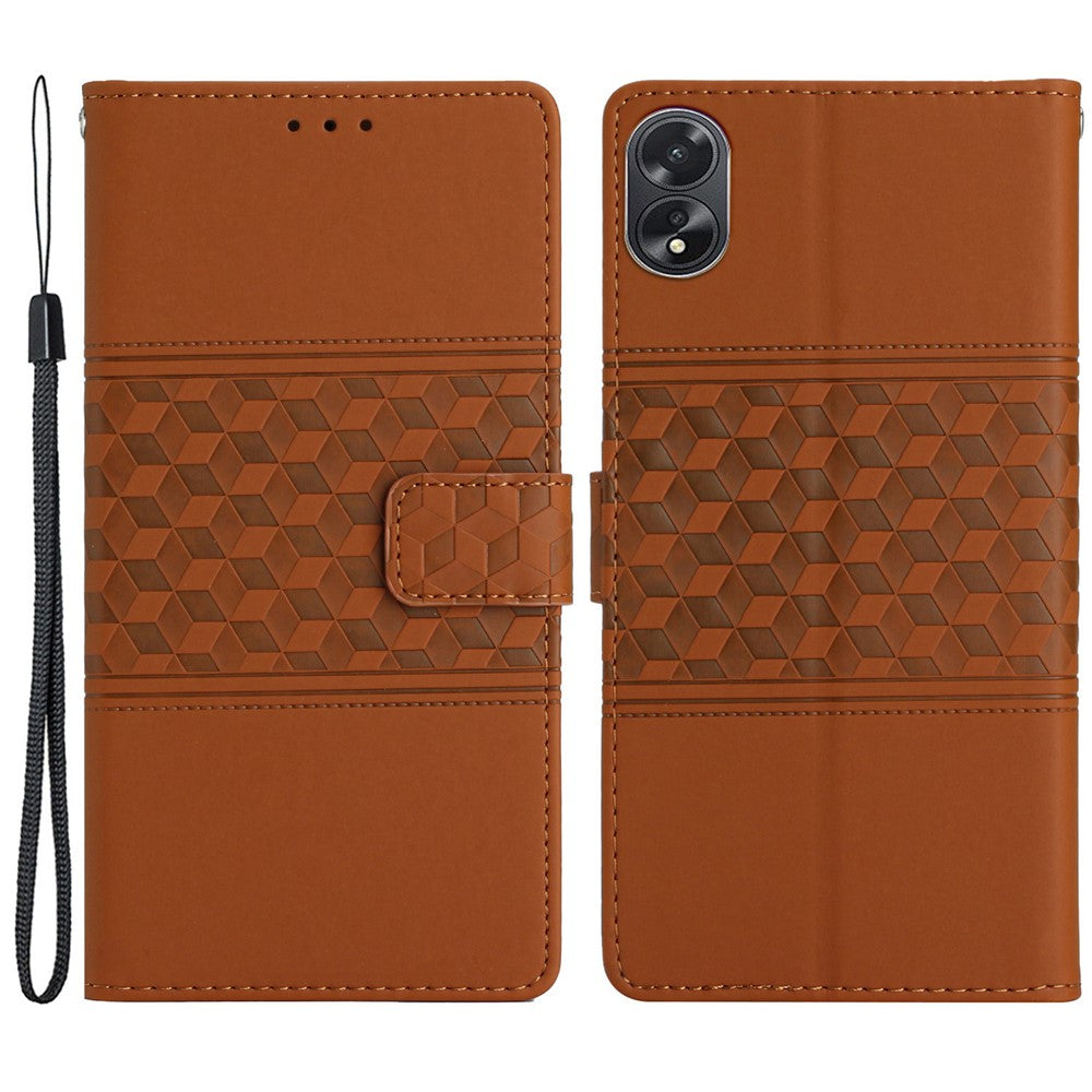 For Oppo A18 4G Case Imprinted Rhombus Mobile Phone Stand Wallet Cover