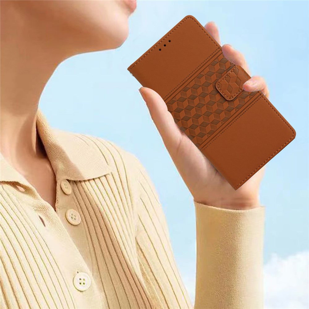 For Oppo A18 4G Case Imprinted Rhombus Mobile Phone Stand Wallet Cover