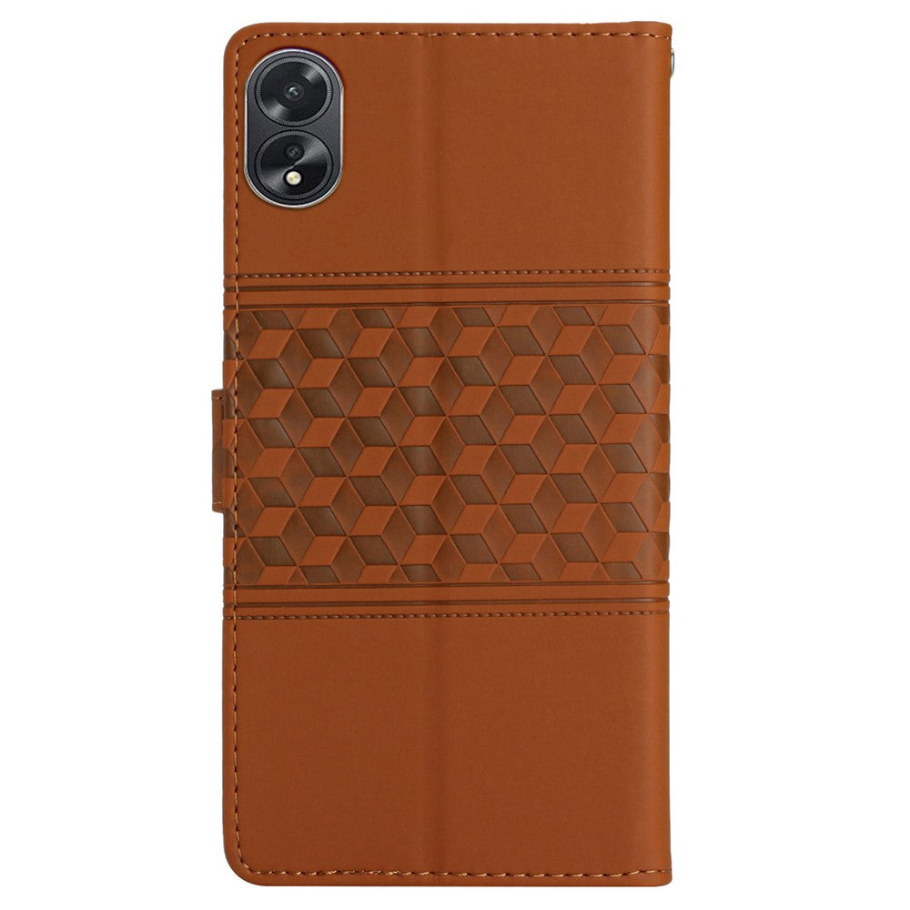 For Oppo A18 4G Case Imprinted Rhombus Mobile Phone Stand Wallet Cover