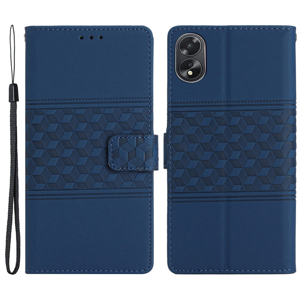 For Oppo A18 4G Case Imprinted Rhombus Mobile Phone Stand Wallet Cover
