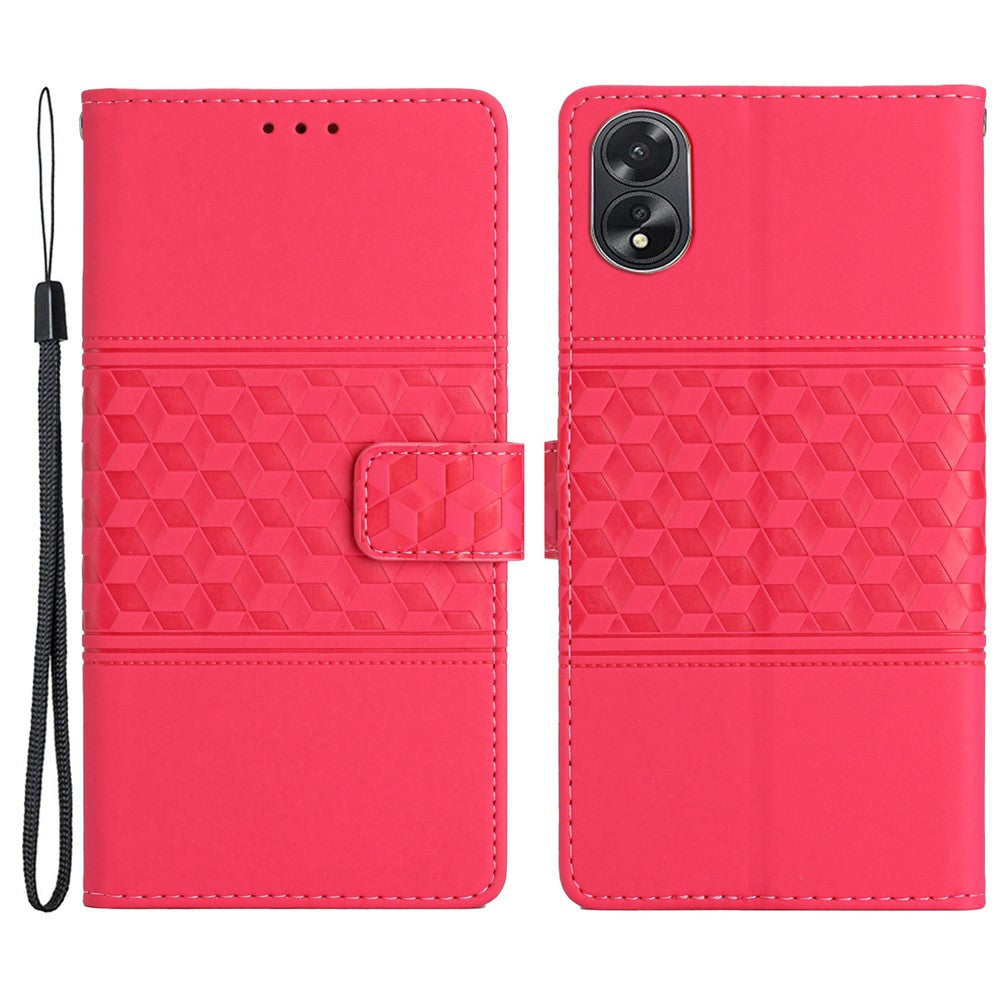 For Oppo A18 4G Case Imprinted Rhombus Mobile Phone Stand Wallet Cover