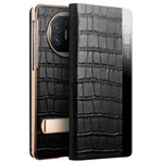 QIALINO For Huawei Mate X5 Case Anti-fall Genuine Cowhide Leather View Window Phone Protector with Kickstand