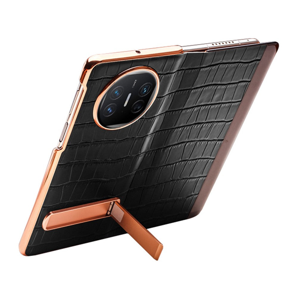 QIALINO For Huawei Mate X5 Case Anti-fall Genuine Cowhide Leather View Window Phone Protector with Kickstand