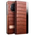 QIALINO For Huawei Mate X5 Case Anti-fall Genuine Cowhide Leather View Window Phone Protector with Kickstand
