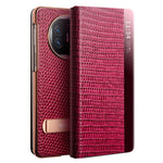 QIALINO For Huawei Mate X5 Case Anti-fall Genuine Cowhide Leather View Window Phone Protector with Kickstand