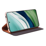 QIALINO For Huawei Mate 60 Case Genuine Cow Leather View Window Shockproof Flip Phone Cover