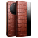 QIALINO För Huawei Mate 60 Pro / 60 Pro+ Skal View Window Äkta Koläder Auto Wake / Sleep mobilskal