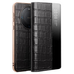 QIALINO För Huawei Mate 60 Pro / 60 Pro+ Skal View Window Äkta Koläder Auto Wake / Sleep mobilskal