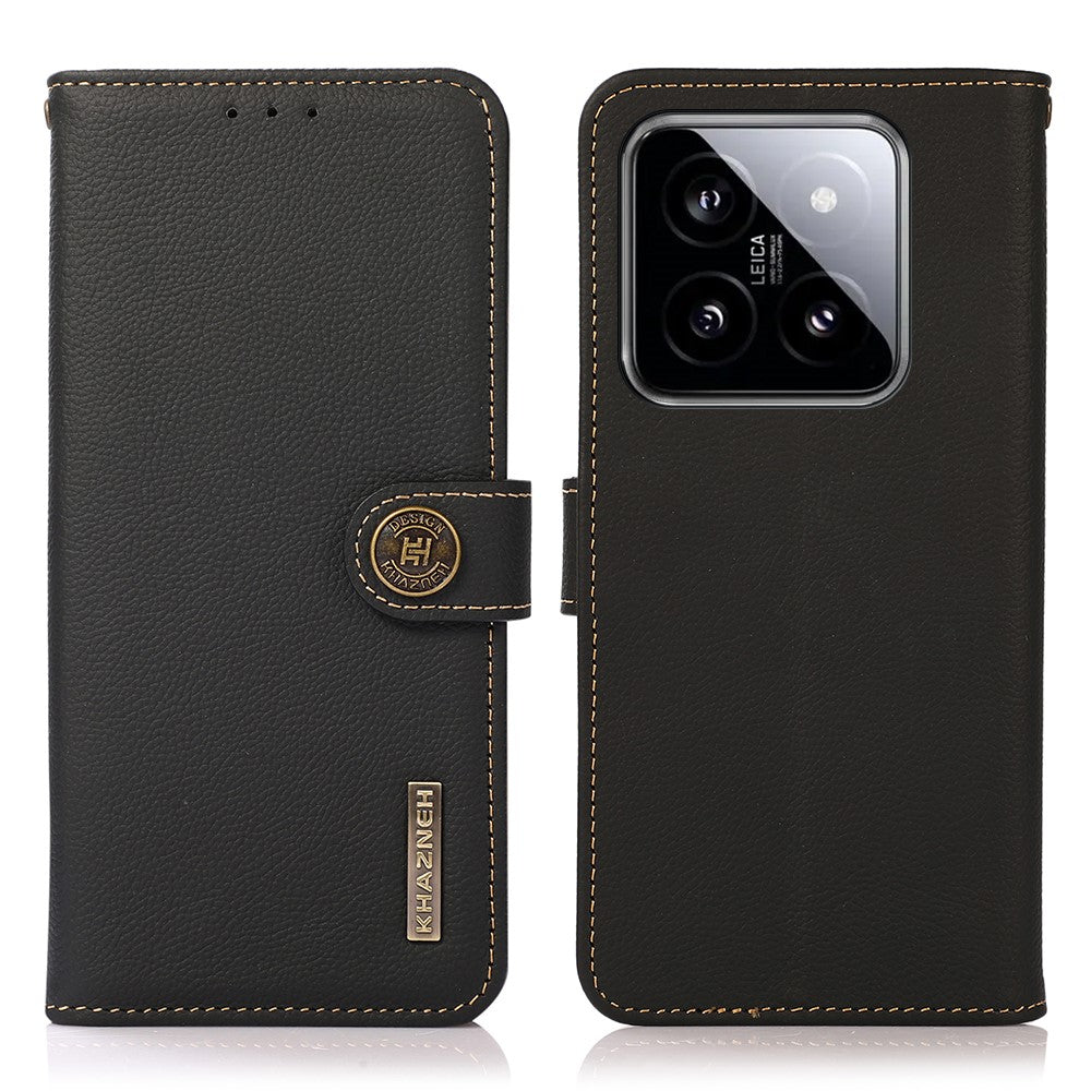 KHAZNEH For Xiaomi 14 Ultra Case Wallet Stand Genuine Cow Leather Cover
