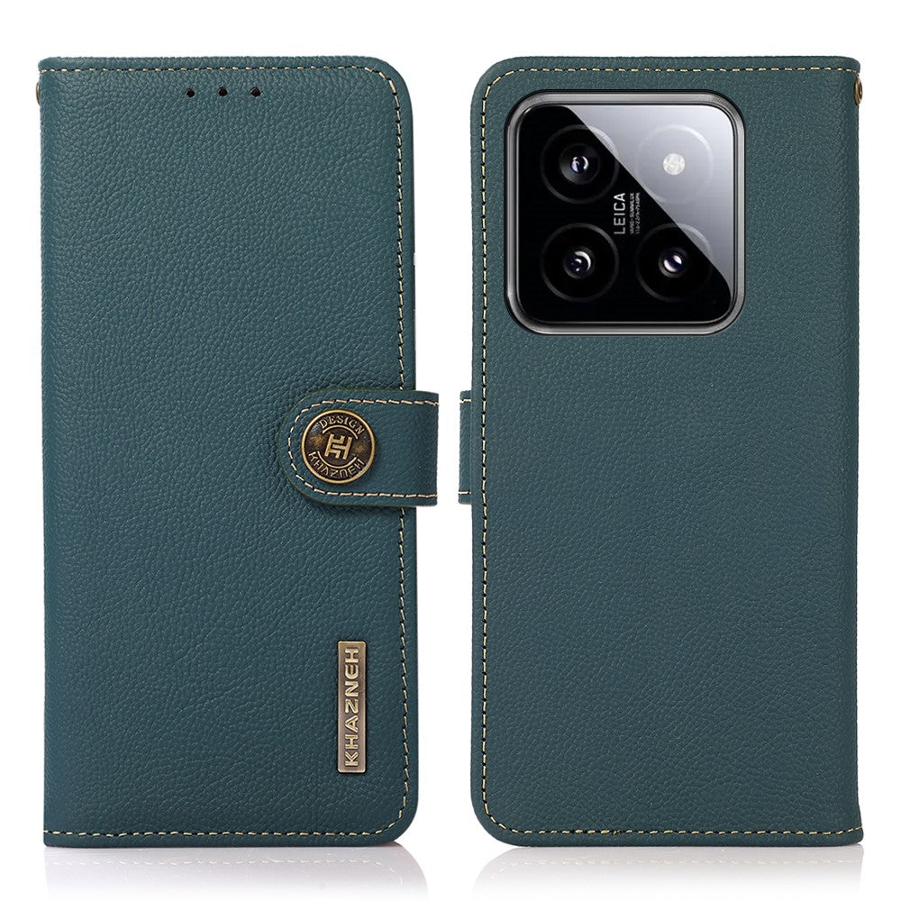 KHAZNEH For Xiaomi 14 Ultra Case Wallet Stand Genuine Cow Leather Cover