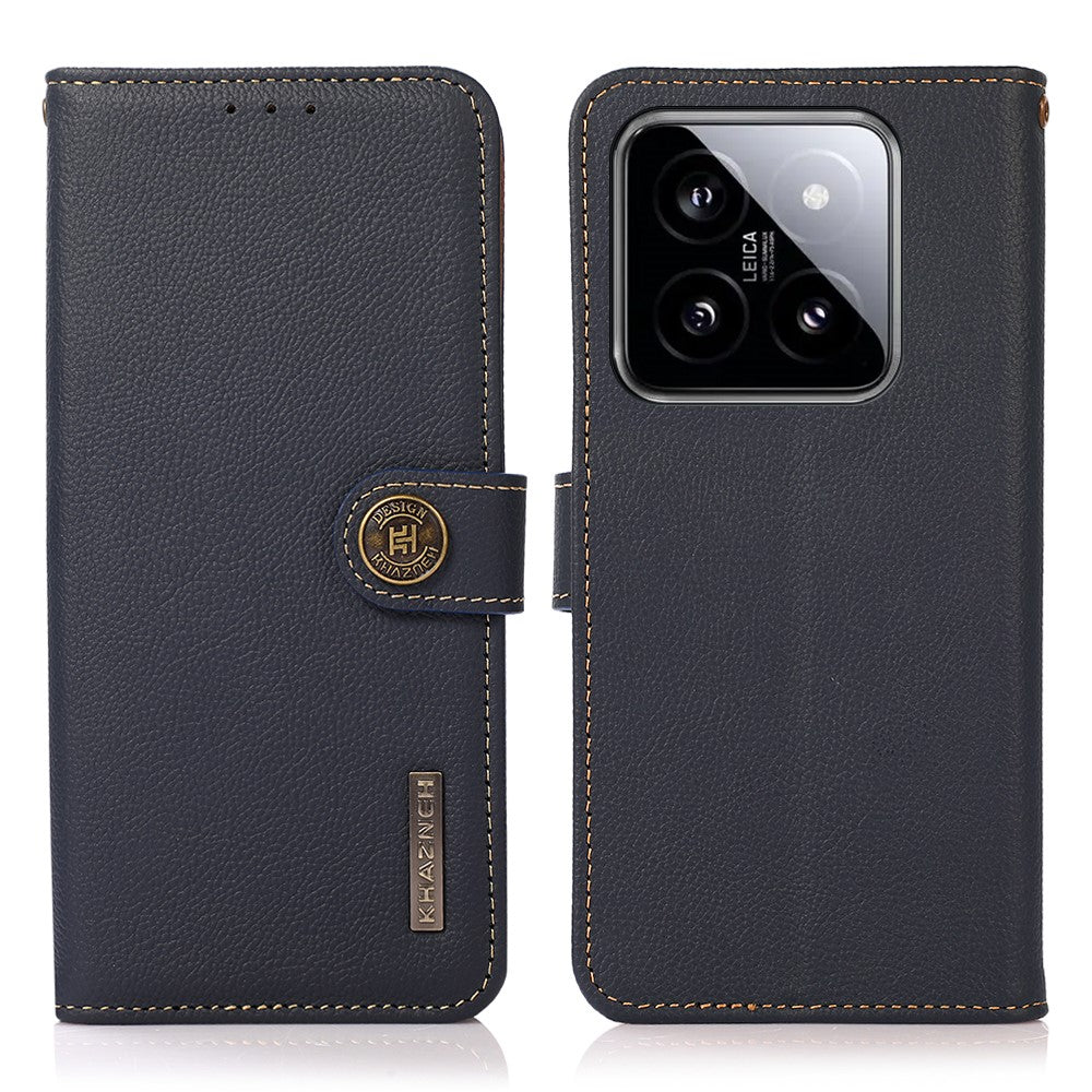 KHAZNEH For Xiaomi 14 Ultra Case Wallet Stand Genuine Cow Leather Cover