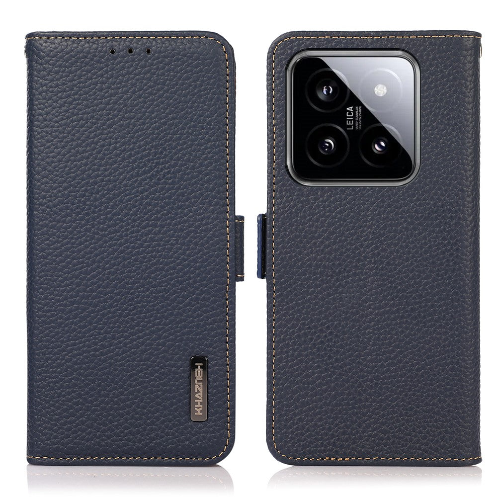 KHAZNEH For Xiaomi 14 Case Magnetic Clasp enuine Cow Leather Wallet Cover