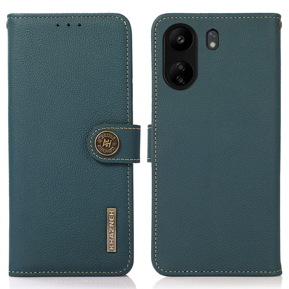 KHAZNEH Skal för Xiaomi Redmi 13C 4G / 13C 5G / Poco C65 4G / Poco M6 5G / 13R 5G Äkta nötskinn RFID-blockerande mobilskal