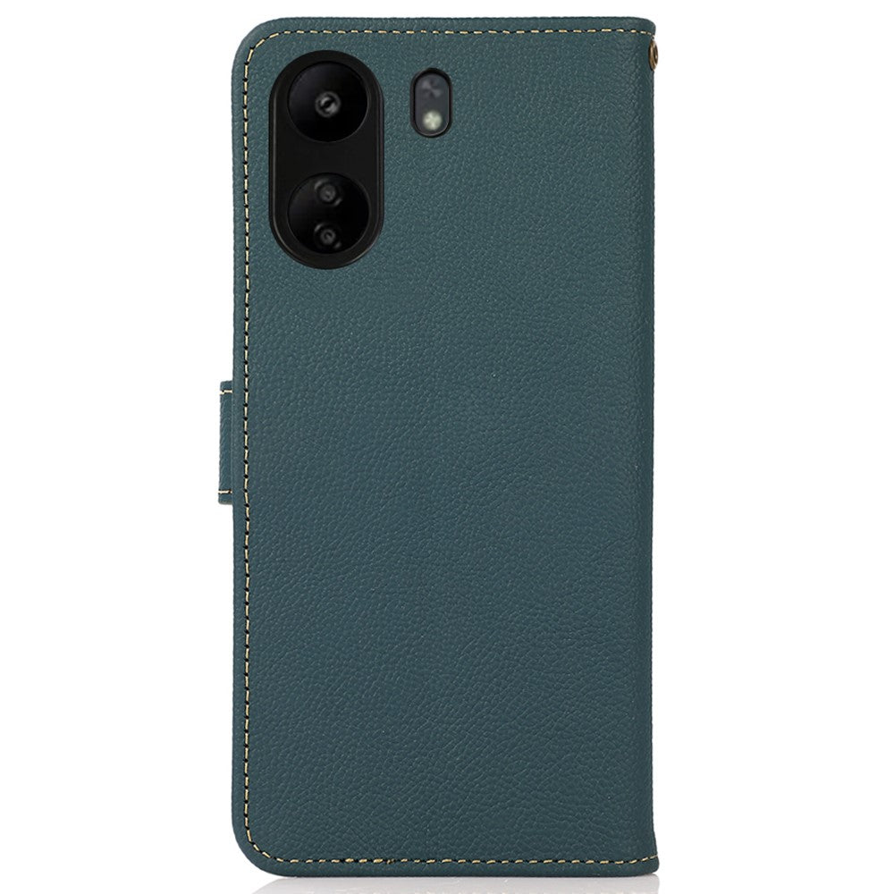 KHAZNEH Skal för Xiaomi Redmi 13C 4G / 13C 5G / Poco C65 4G / Poco M6 5G / 13R 5G Äkta nötskinn RFID-blockerande mobilskal