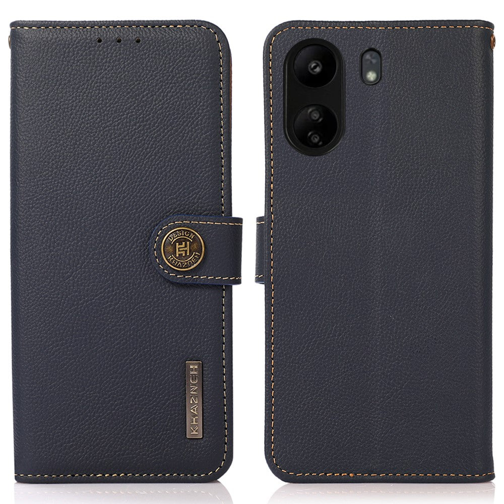 KHAZNEH Skal för Xiaomi Redmi 13C 4G / 13C 5G / Poco C65 4G / Poco M6 5G / 13R 5G Äkta nötskinn RFID-blockerande mobilskal